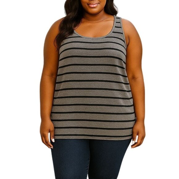 Champion XXL Racerback Tank Top Womens Activewear Gray Black Striped Lightweight - Picture 1 of 8